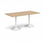 Genoa rectangular dining table with white trumpet base 1600mm x 800mm - kendal oak GDR1600-WH-KO