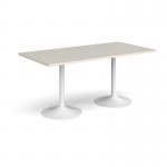 Genoa rectangular dining table with white trumpet base 1600mm x 800mm - Light Grey GDR1600-WH-LG
