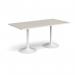 Genoa rectangular dining table with white trumpet base 1600mm x 800mm - Light Grey GDR1600-WH-LG