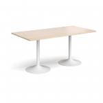 Genoa rectangular dining table with white trumpet base 1600mm x 800mm - maple