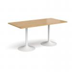 Genoa rectangular dining table with white trumpet base 1600mm x 800mm - oak GDR1600-WH-O