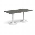 Genoa rectangular dining table with white trumpet base 1600mm x 800mm - Onyx Grey GDR1600-WH-OG