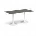 Genoa rectangular dining table with white trumpet base 1600mm x 800mm - Onyx Grey GDR1600-WH-OG
