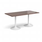 Genoa rectangular dining table with white trumpet base 1600mm x 800mm - walnut