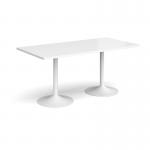 Genoa rectangular dining table with white trumpet base 1600mm x 800mm - white GDR1600-WH-WH