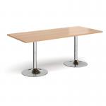 Genoa rectangular dining table with chrome trumpet base 1800mm x 800mm - beech