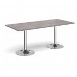 Genoa rectangular dining table with chrome trumpet base 1800mm x 800mm - grey oak GDR1800-C-GO