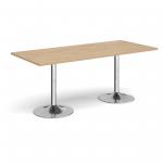 Genoa rectangular dining table with chrome trumpet base 1800mm x 800mm - kendal oak GDR1800-C-KO
