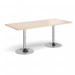Genoa rectangular dining table with chrome trumpet base 1800mm x 800mm - maple