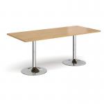 Genoa rectangular dining table with chrome trumpet base 1800mm x 800mm - oak
