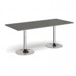 Genoa rectangular dining table with chrome trumpet base 1800mm x 800mm - Onyx Grey GDR1800-C-OG