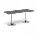 Genoa rectangular dining table with chrome trumpet base 1800mm x 800mm - Onyx Grey GDR1800-C-OG
