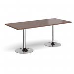 Genoa rectangular dining table with chrome trumpet base 1800mm x 800mm - walnut