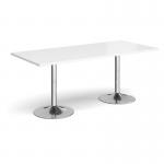 Genoa rectangular dining table with chrome trumpet base 1800mm x 800mm - white GDR1800-C-WH