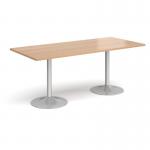 Genoa rectangular dining table with silver trumpet base 1800mm x 800mm - beech