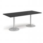 Genoa rectangular dining table with silver trumpet base 1800mm x 800mm - Black GDR1800-S-BK