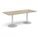 Genoa rectangular dining table with silver trumpet base 1800mm x 800mm - barcelona walnut GDR1800-S-BW