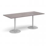 Genoa rectangular dining table with silver trumpet base 1800mm x 800mm - grey oak GDR1800-S-GO