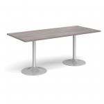 Genoa rectangular dining table with silver trumpet base 1800mm x 800mm - grey oak GDR1800-S-GO
