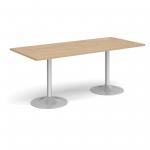 Genoa rectangular dining table with silver trumpet base 1800mm x 800mm - kendal oak GDR1800-S-KO