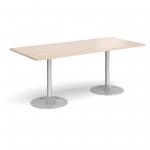 Genoa rectangular dining table with silver trumpet base 1800mm x 800mm - maple