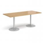Genoa rectangular dining table with silver trumpet base 1800mm x 800mm - oak GDR1800-S-O