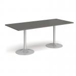 Genoa rectangular dining table with silver trumpet base 1800mm x 800mm - Onyx Grey GDR1800-S-OG