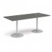 Genoa rectangular dining table with silver trumpet base 1800mm x 800mm - Onyx Grey GDR1800-S-OG