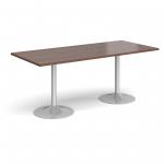 Genoa rectangular dining table with silver trumpet base 1800mm x 800mm - walnut
