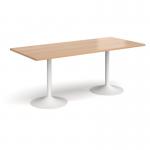 Genoa rectangular dining table with white trumpet base 1800mm x 800mm - beech GDR1800-WH-B