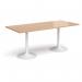 Genoa rectangular dining table with white trumpet base 1800mm x 800mm - beech GDR1800-WH-B