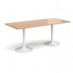 Genoa rectangular dining table with white trumpet base 1800mm x 800mm - beech