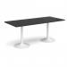 Genoa rectangular dining table with white trumpet base 1800mm x 800mm - Black GDR1800-WH-BK