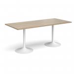 Genoa rectangular dining table with white trumpet base 1800mm x 800mm - barcelona walnut GDR1800-WH-BW