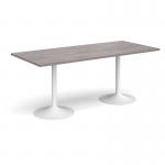 Genoa rectangular dining table with white trumpet base 1800mm x 800mm - grey oak GDR1800-WH-GO