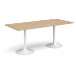 Genoa rectangular dining table with white trumpet base 1800mm x 800mm - kendal oak GDR1800-WH-KO