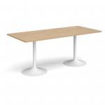 Genoa rectangular dining table with white trumpet base 1800mm x 800mm - kendal oak GDR1800-WH-KO