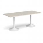 Genoa rectangular dining table with white trumpet base 1800mm x 800mm - Light Grey GDR1800-WH-LG
