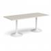 Genoa rectangular dining table with white trumpet base 1800mm x 800mm - Light Grey GDR1800-WH-LG