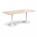 Genoa rectangular dining table with white trumpet base 1800mm x 800mm - maple