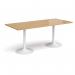 Genoa rectangular dining table with white trumpet base 1800mm x 800mm - oak GDR1800-WH-O