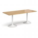 Genoa rectangular dining table with white trumpet base 1800mm x 800mm - oak GDR1800-WH-O