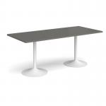 Genoa rectangular dining table with white trumpet base 1800mm x 800mm - Onyx Grey GDR1800-WH-OG