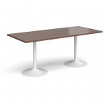 Genoa rectangular dining table with white trumpet base 1800mm x 800mm - walnut