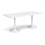Genoa rectangular dining table with white trumpet base 1800mm x 800mm - white GDR1800-WH-WH