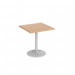 Genoa square dining table with silver trumpet base 700mm - beech