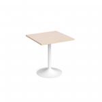 Genoa square dining table with white trumpet base 700mm - maple
