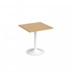 Genoa square dining table with white trumpet base 700mm - oak