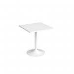 Genoa square dining table with white trumpet base 700mm - white