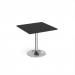 Genoa square dining table with chrome trumpet base 800mm - Black GDS800-C-BK